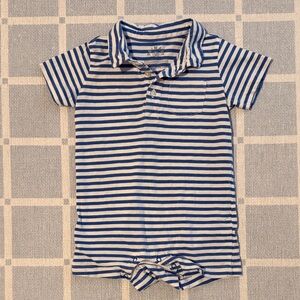 Primary Striped Blue and White Romper
